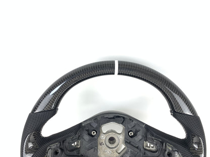 Carbon Fiber Steering Wheel W/ White Stripe For A90 Toyota Supra 2019+