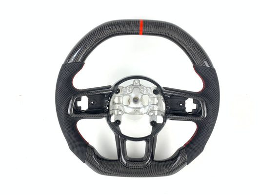 Carbon Fiber Steering Wheel W/ Red Stripe For Jeep Wrangler JL Gladiator 2018-2023