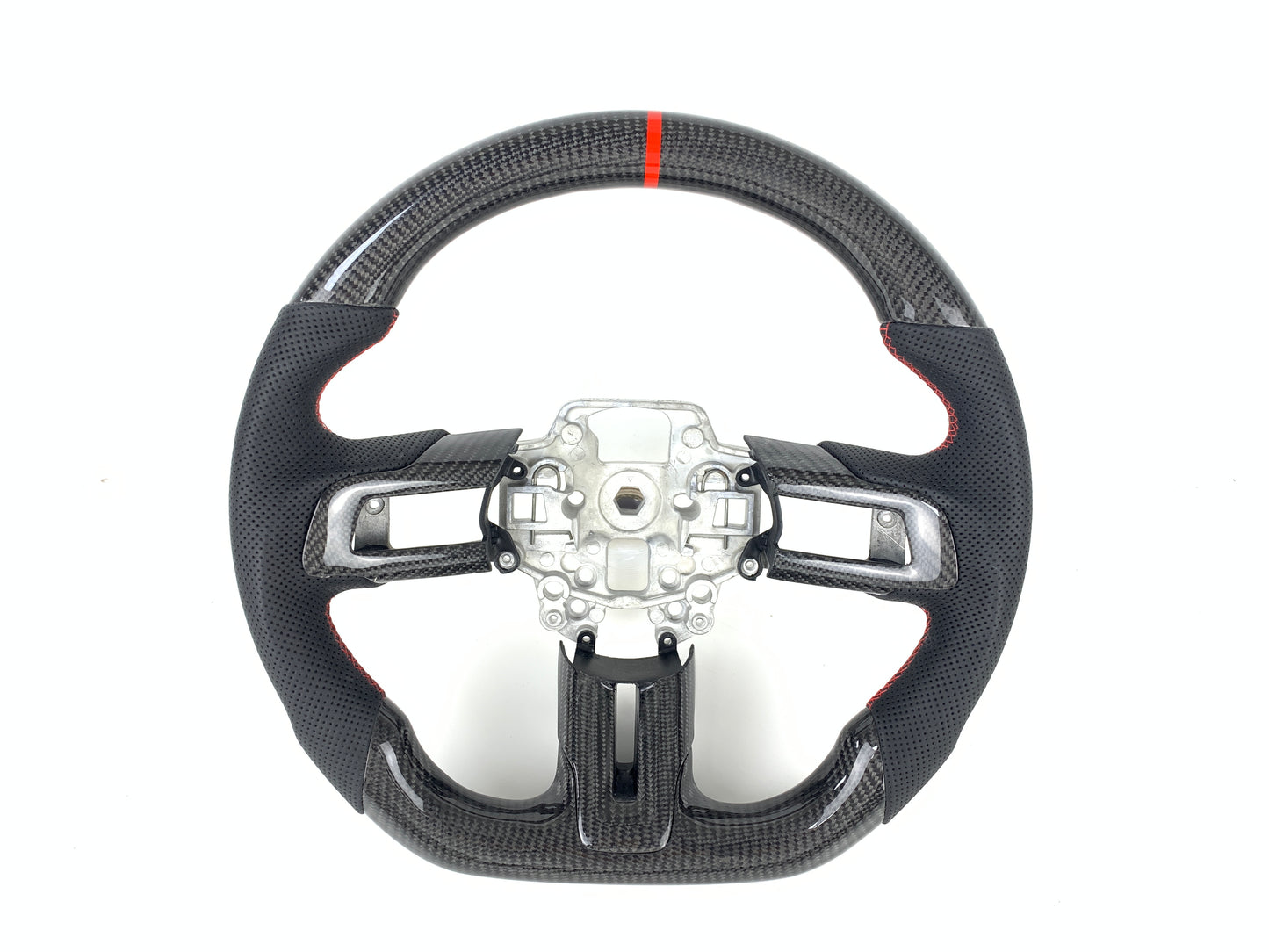 Carbon Fiber Red Stripe Steering Wheel For Ford Mustang 2018-2023