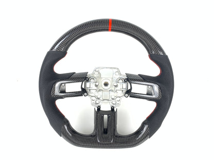 Carbon Fiber Red Stripe Steering Wheel For Ford Mustang 2018-2023