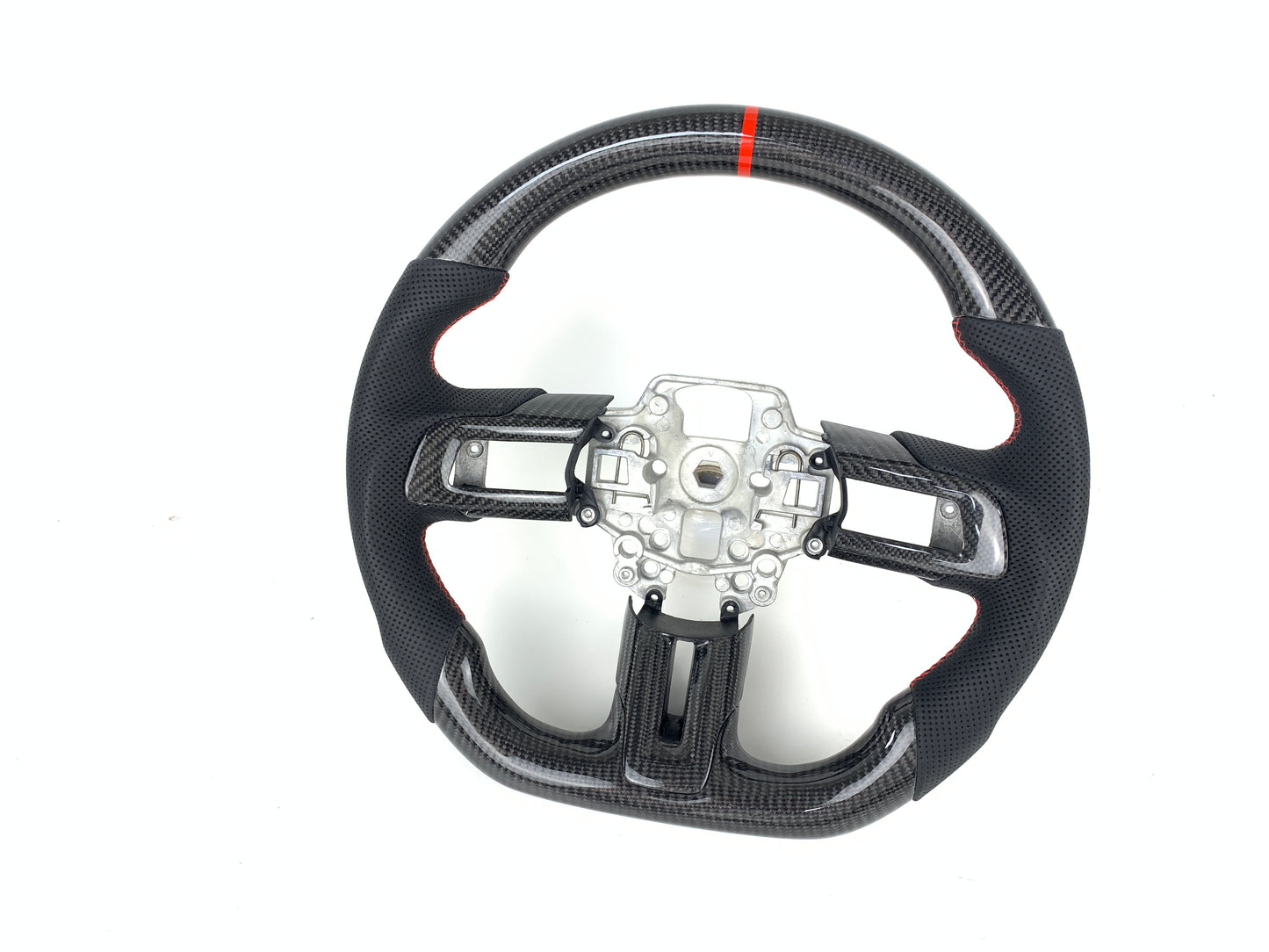Carbon Fiber Red Stripe Steering Wheel For Ford Mustang 2018-2023