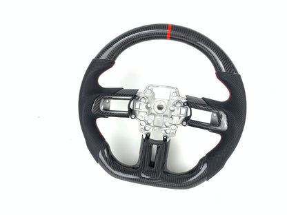 Carbon Fiber Red Stripe Steering Wheel For Ford Mustang 2018-2023
