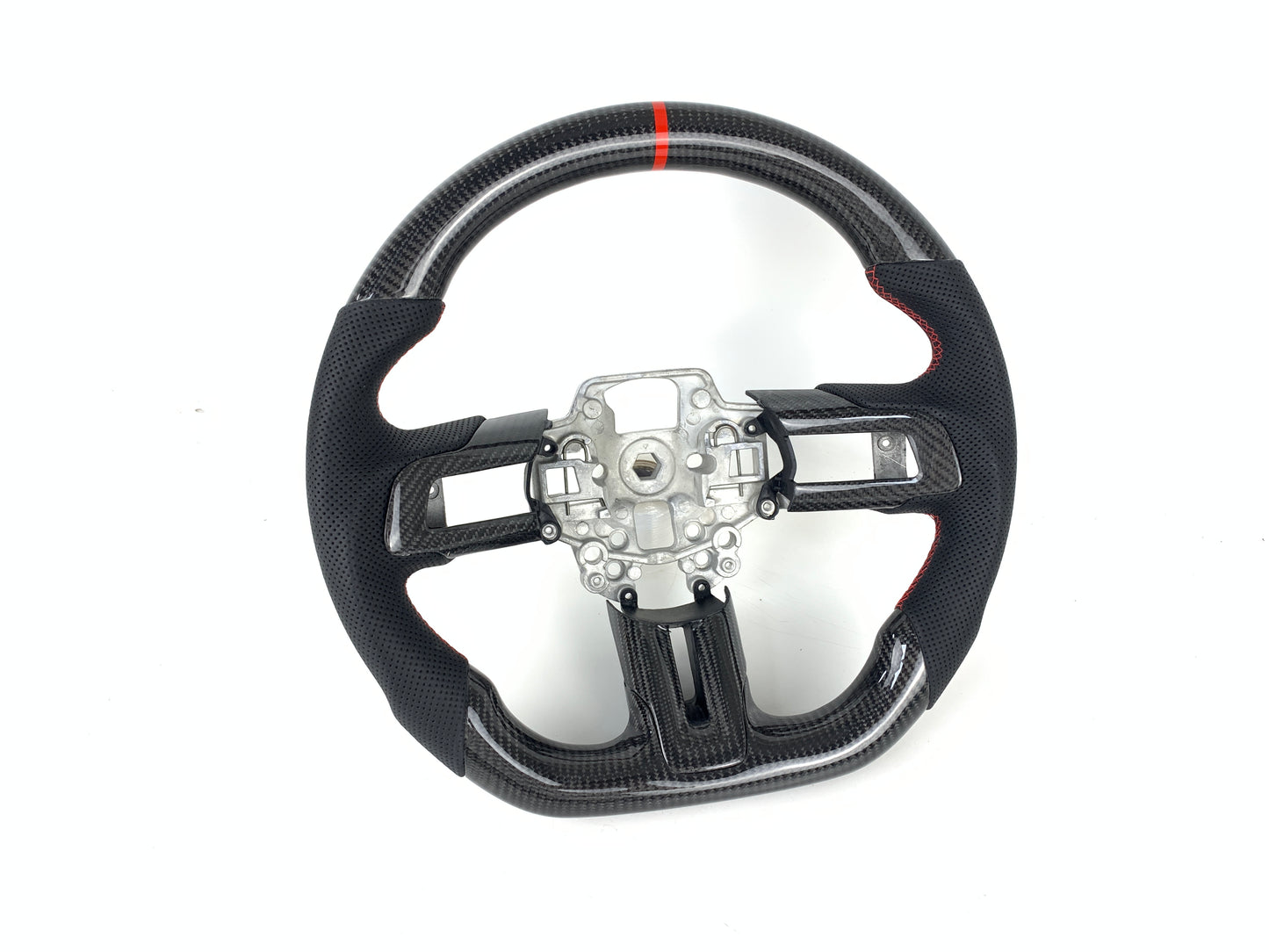 Carbon Fiber Red Stripe Steering Wheel For Ford Mustang 2018-2023