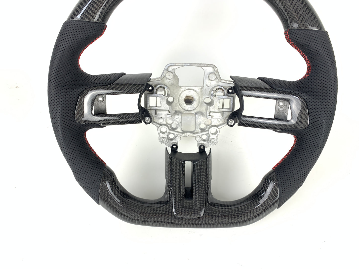 Carbon Fiber Red Stripe Steering Wheel For Ford Mustang 2018-2023