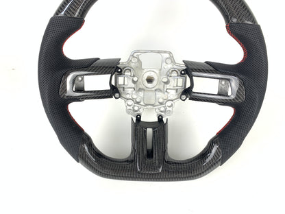 Carbon Fiber Red Stripe Steering Wheel For Ford Mustang 2018-2023