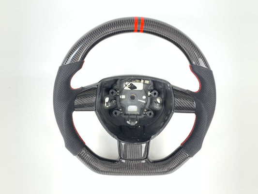 Carbon Fiber Steering Wheel W/ Red Stripes For Ford Focus ST MK2 2005-2012