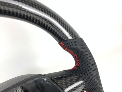Carbon Fiber Steering Wheel W/ Red Stripes For Ford Focus ST MK2 2005-2012