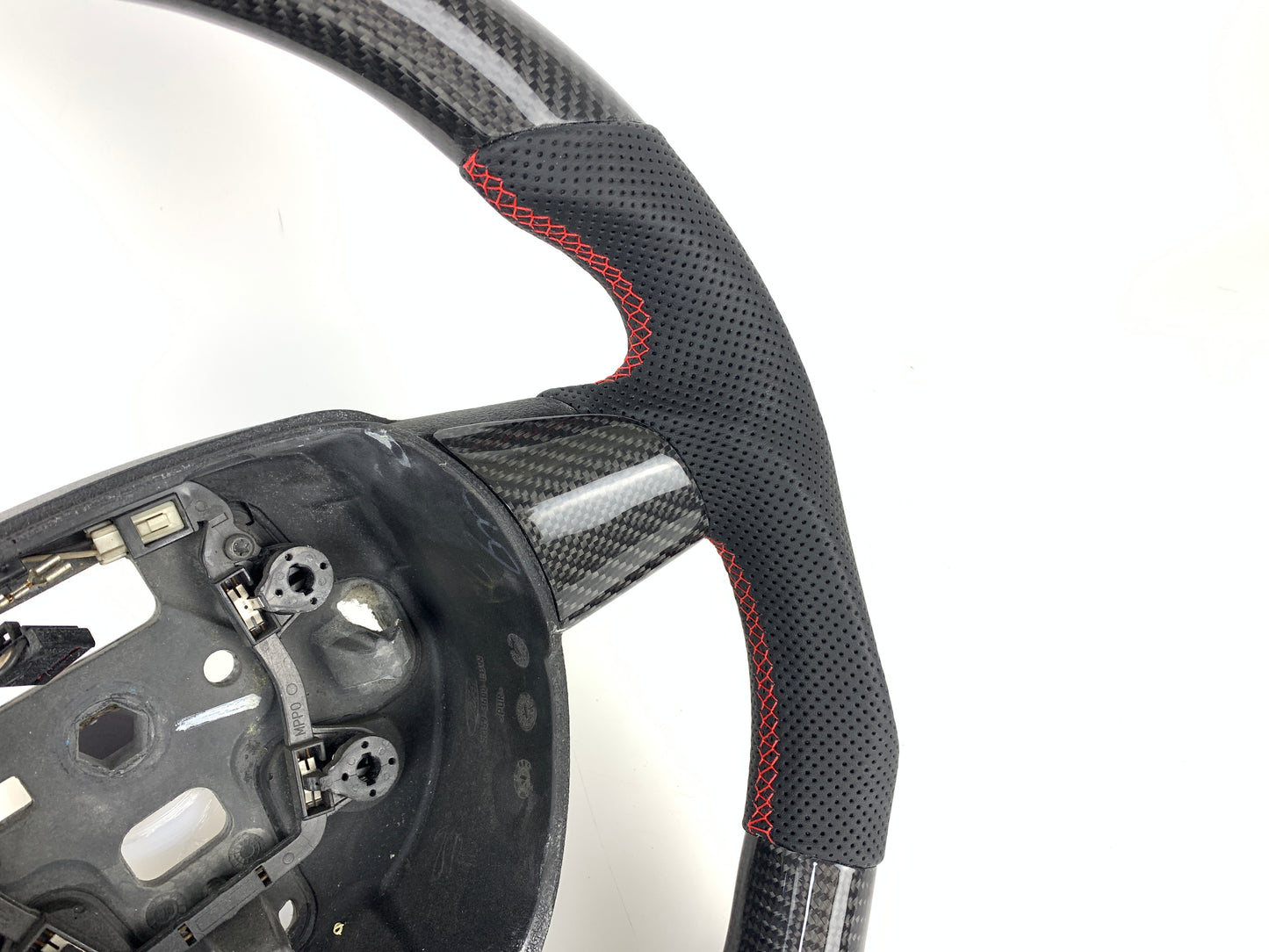 Carbon Fiber Steering Wheel W/ Red Stripes For Ford Focus ST MK2 2005-2012