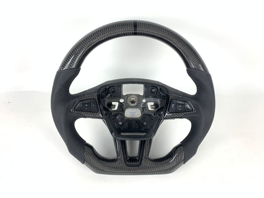 Carbon Fiber Steering Wheel W/ Black Stripe For Ford Focus RS ST MK3 2015-2018