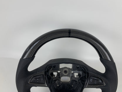 Carbon Fiber Steering Wheel W/ Black Stripe For Ford Focus RS ST MK3 2015-2018