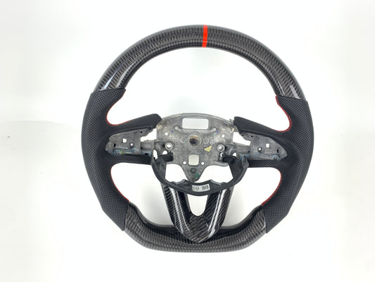 Carbon Fiber Steering Wheel W/ Red Stripe For Cadillac CT4 CT5 2020-2023
