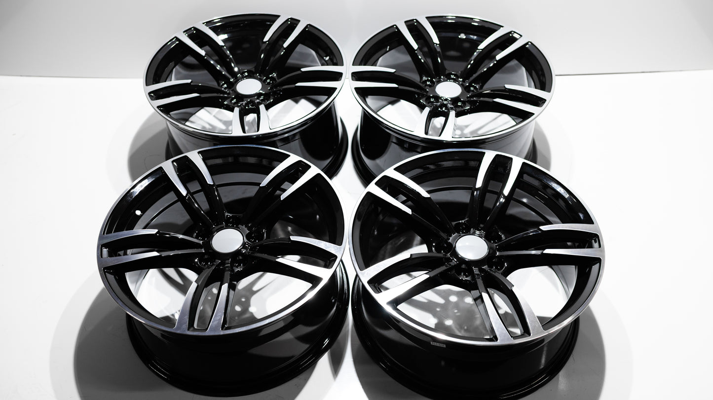 19" Gloss Black Machined M Sport Style Wheels For BMW (5x120) Staggered Set 19x8.5/9.5