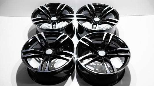 19" Gloss Black Machined M Sport Style Wheels For BMW (5x120) Staggered Set 19x8.5/9.5