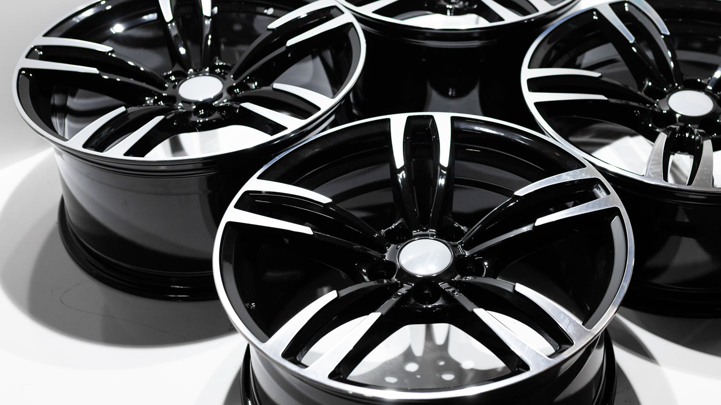 19" Gloss Black Machined M Sport Style Wheels For BMW (5x120) Staggered Set 19x8.5/9.5