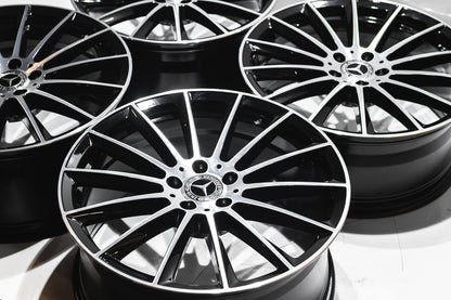 20" Gloss Black Machined Multispoke Wheels For Mercedes (5x112) Staggered Set 20x8.5/9.5