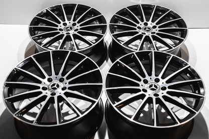 20" Gloss Black Machined Multispoke Wheels For Mercedes (5x112) Staggered Set 20x8.5/9.5