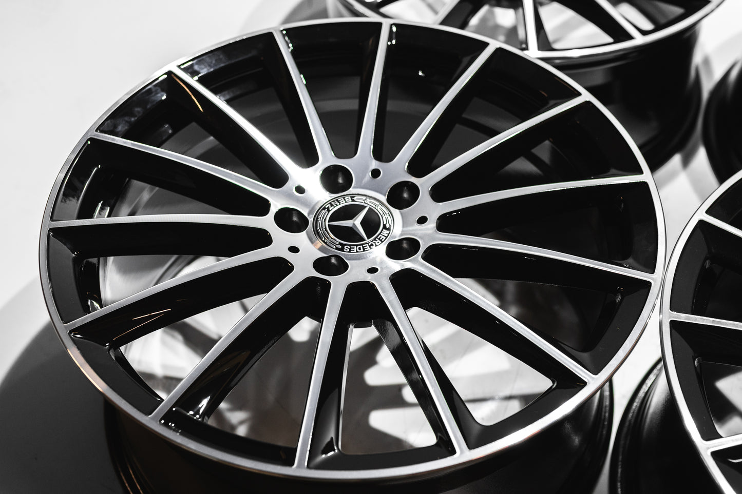 20" Gloss Black Machined Multispoke Wheels For Mercedes (5x112) Staggered Set 20x8.5/9.5