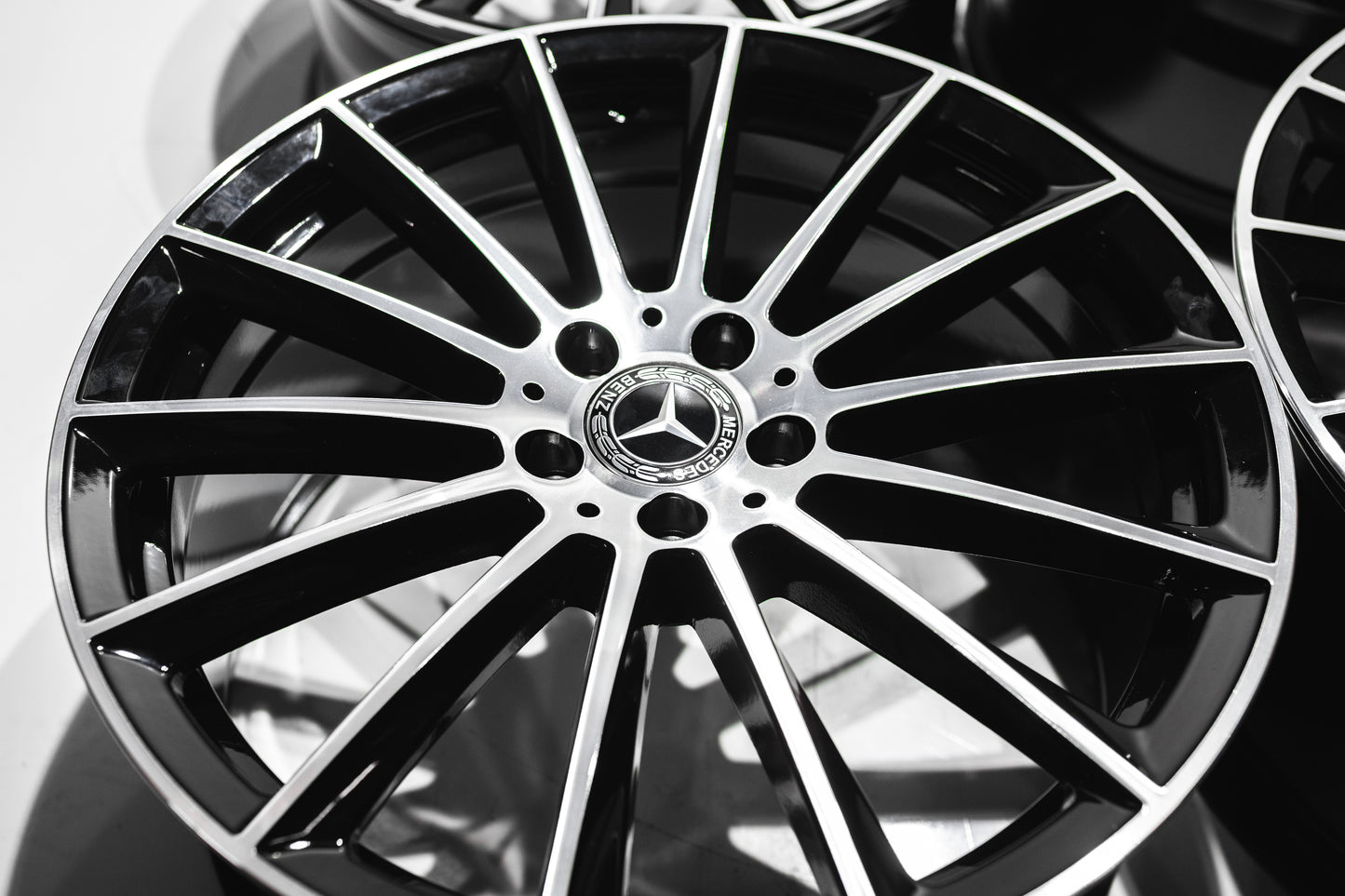 20" Gloss Black Machined Multispoke Wheels For Mercedes (5x112) Staggered Set 20x8.5/9.5