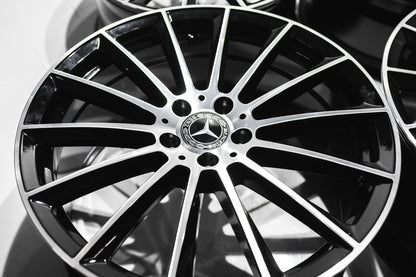 20" Gloss Black Machined Multispoke Wheels For Mercedes (5x112) Staggered Set 20x8.5/9.5