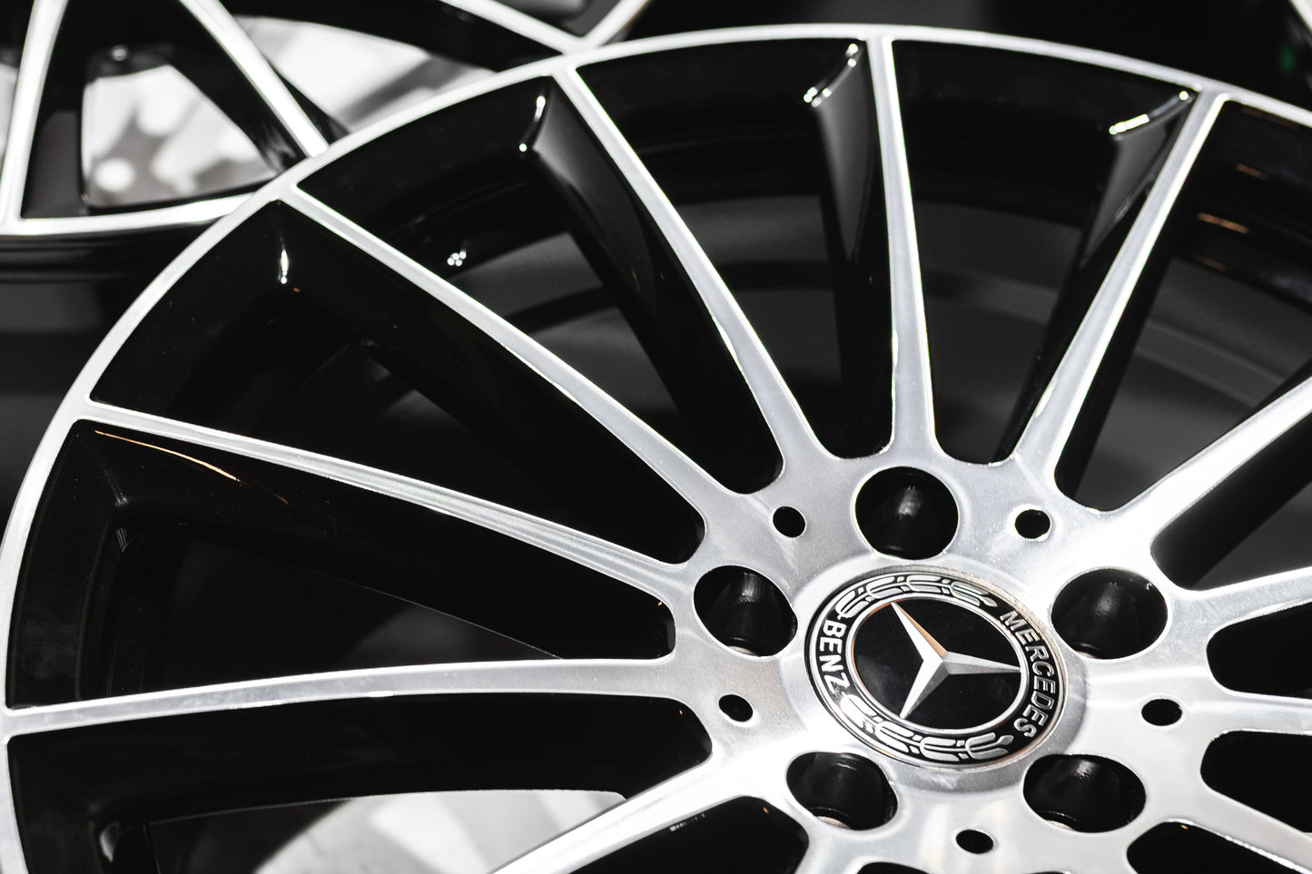 20" Gloss Black Machined Multispoke Wheels For Mercedes (5x112) Staggered Set 20x8.5/9.5