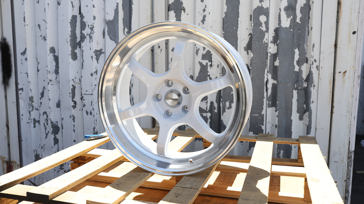 19" White Machined Lip RG-D2 Advan Style Wheels Set of 4 19x8.5 +35 5x114.3