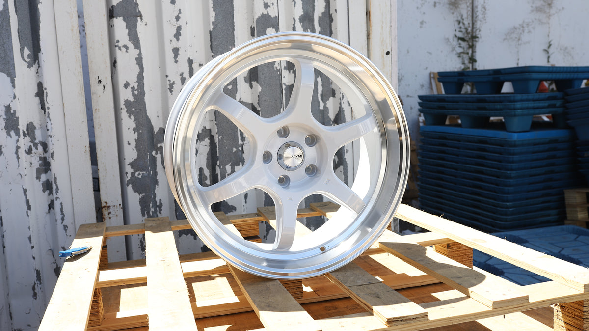 19" White Machined Lip RG-D2 Advan Style Wheels Set of 4 19x8.5 +35 5x114.3