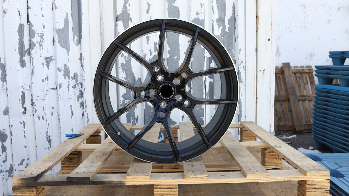 20" Matte Black Machined Lip G025 Rays Style Wheels Set of 4 20x9.5 +38 5x112