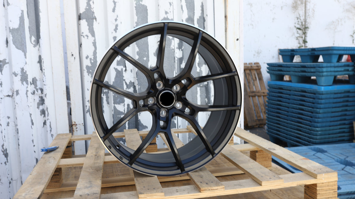 20" Matte Black Machined Lip G025 Rays Style Wheels Set of 4 20x9.5 +38 5x112
