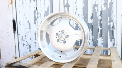 18" Silver Machine Lip Areo Classic + AMG Badge Style Wheels For Mercedes-Benz Staggered Set 18x8.0 +35 / 18x9.0 +35 5x112