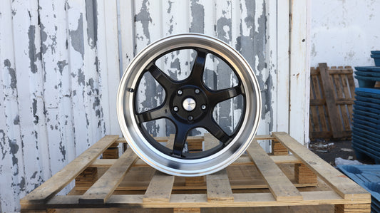 19" Matte Black Machined Lip RG-D2 Advan Style Wheels Staggered Set 19x9.5 +22 / 19x10.5 +25 5x114.3