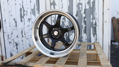 19" Matte Black Machined Lip RG-D2 Advan Style Wheels Staggered Set 19x9.5 +22 / 19x10.5 +25 5x114.3