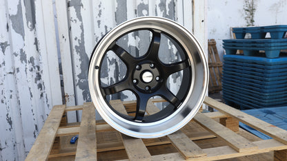 19" Matte Black Machined Lip RG-D2 Advan Style Wheels Staggered Set 19x9.5 +22 / 19x10.5 +25 5x114.3