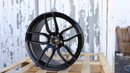 20" Matte Black SRT Dodge Style Wheels Staggered Set 20x9.5 +18 / 20x11.0 +22 5x115