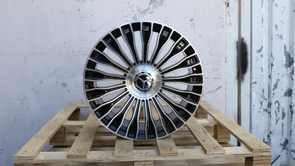 20" Black Machine Face Maybach AMG Style Wheels For Mercedes-Benz Staggered Set 20x8.5 +35 / 20x9.5 +40 5x112