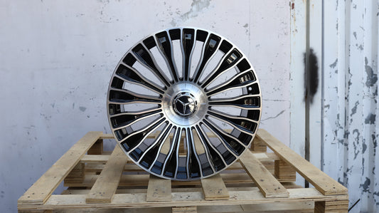 20" Black Machine Face Maybach AMG Style Wheels For Mercedes-Benz Staggered Set 20x8.5 +35 / 20x9.5 +40 5x112