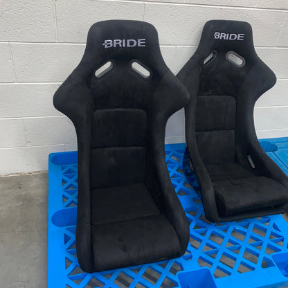 Bride Zeta III Carbon Fiber Style Black Suede Alcantara Fixed Back Seat