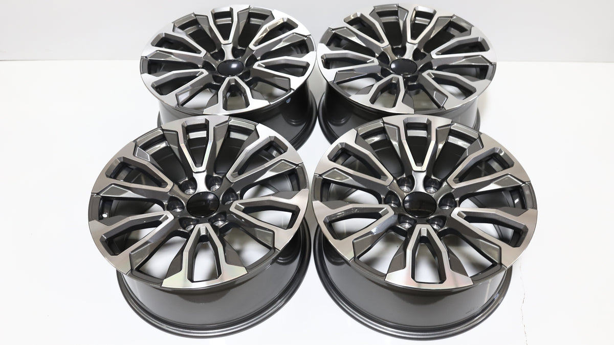 22" Hyper Black Chevy Style Wheels Set of 4 22x9.0 +28 6x139.7
