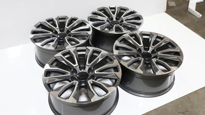 22" Hyper Black Chevy Style Wheels Set of 4 22x9.0 +28 6x139.7