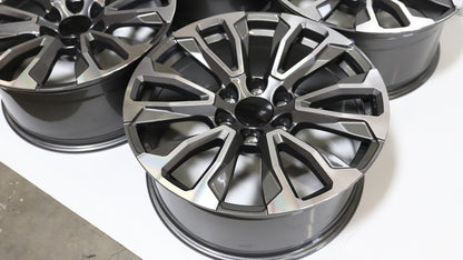 22" Hyper Black Chevy Style Wheels Set of 4 22x9.0 +28 6x139.7