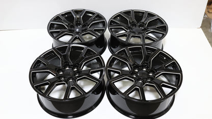 22" Black Milled GMC Style Wheels Set of 4 22x9.0 +28 6x139.7