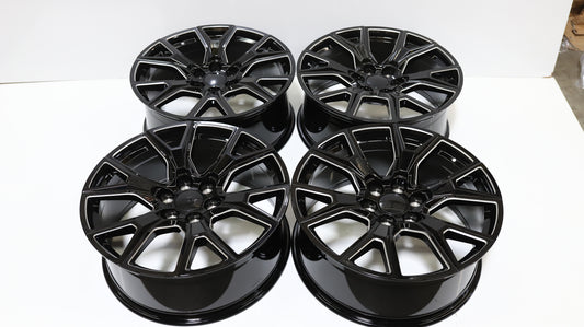 22" Black Milled GMC Style Wheels Set of 4 22x9.0 +28 6x139.7