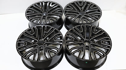 22" Black Milled GMC Style Wheels Set of 4 22x9.0 +28 6x139.7