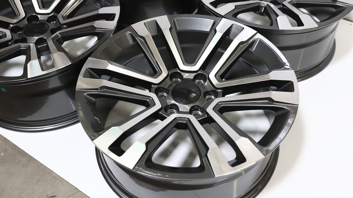 22" Matte Black Chevy Style Wheels Set of 4 22x9.0 +24 6x139.7