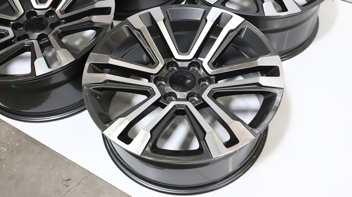 20" Matte Black Chevy Style Wheels Set of 4 20x9.0 +24 6x139.7