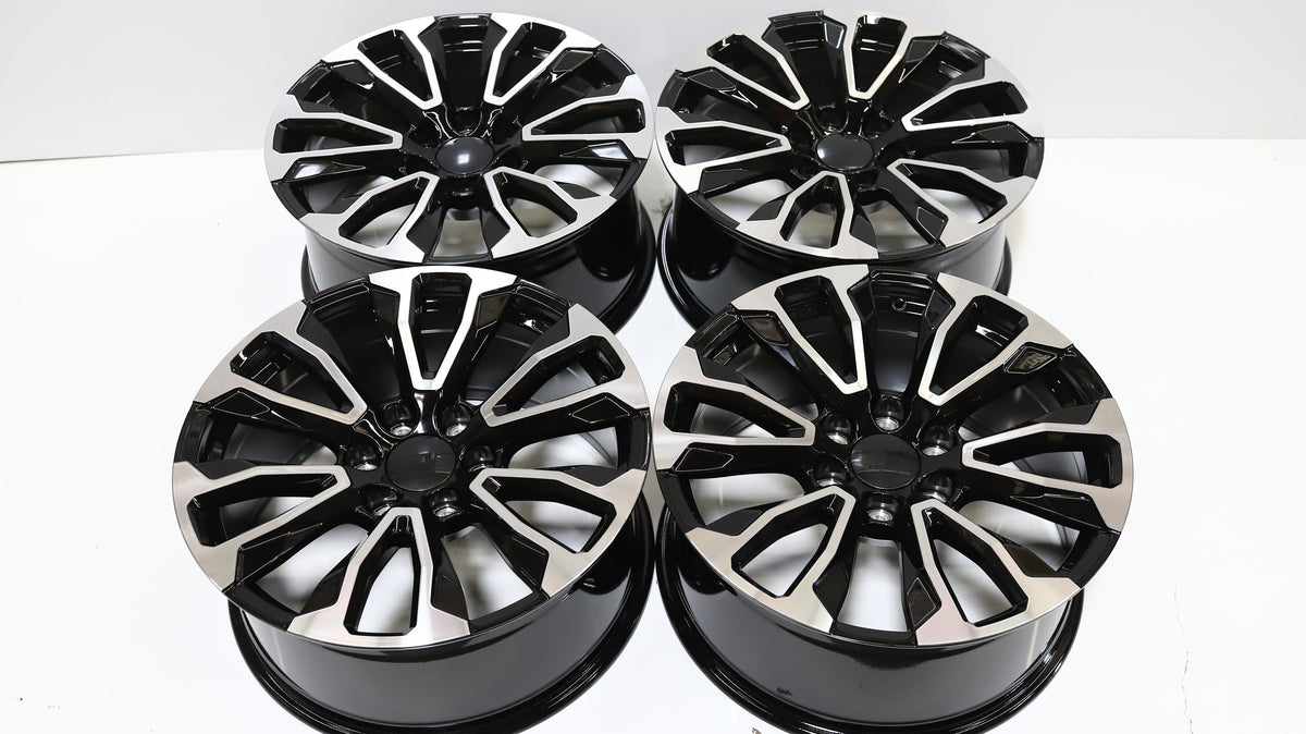 20" Black Machine Face GMC Style Wheels Set of 4 20x9.0 +28 6x139.7