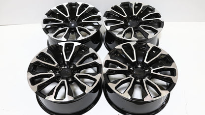 20" Black Machine Face GMC Style Wheels Set of 4 20x9.0 +28 6x139.7