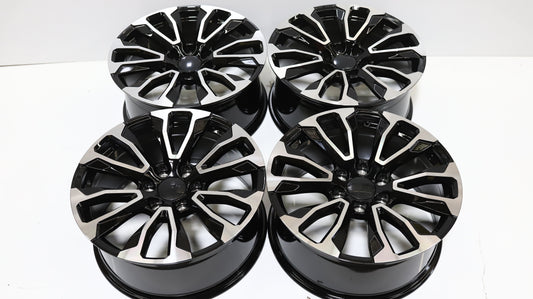 20" Black Machine Face GMC Style Wheels Set of 4 20x9.0 +28 6x139.7