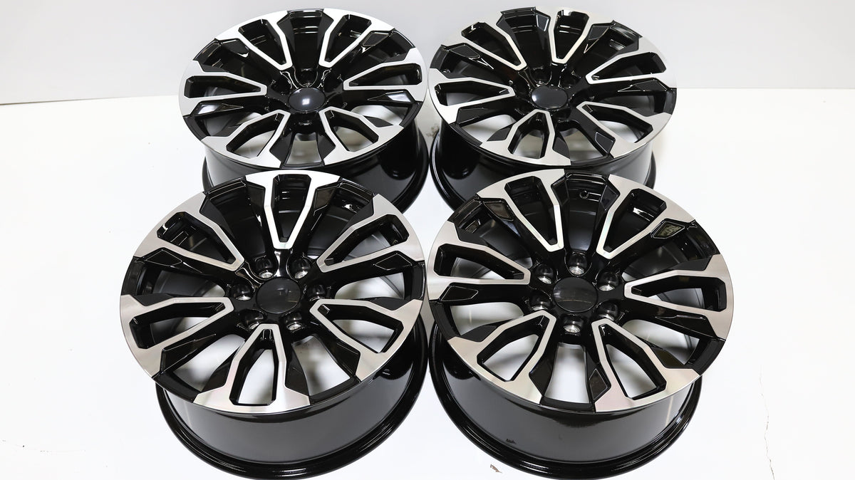 22" Black Machine Face GMC Style Wheels Set of 4 22x9.0 +28 6x139.7