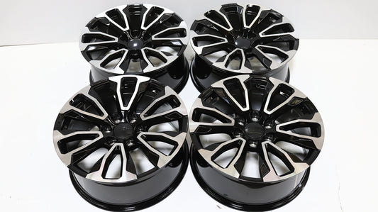 22" Black Machine Face GMC Style Wheels Set of 4 22x9.0 +28 6x139.7