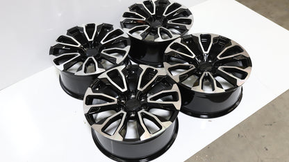 20" Black Machine Face GMC Style Wheels Set of 4 20x9.0 +28 6x139.7
